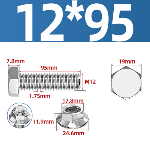 304 Stainless Hex Flange Bolts With Free Serrated Flanged Nuts M10 M14 M16 M20 - Picture 52 of 138