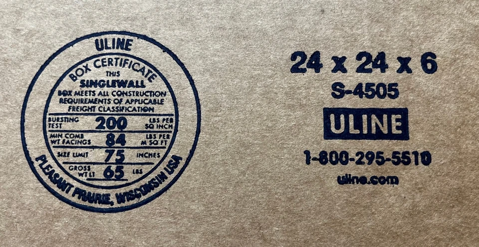 24" x 24" x 6" CARDBOARD BOX - 200 lb - SINGLE BOX - WREATH BOX - Image 2 of 4