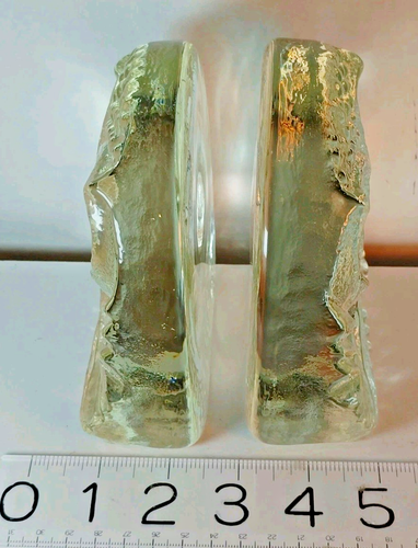 Scultura fermalibri vintage anni 60 PELLEGRINO vetro trasparente GUFO metà secolo oltre 2 libbre ciascuno - Foto 4 di 9