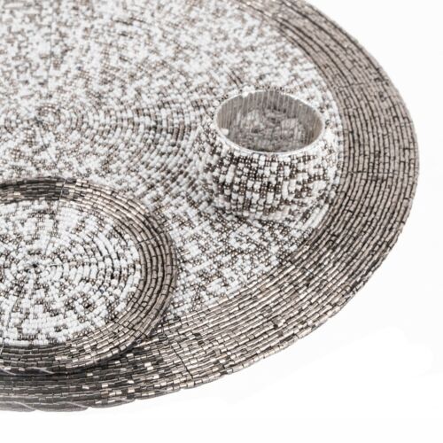 Penguin Home Set of 18 Glass Beaded Placemats, Coasters and Napkin Rings - 32 cm - Picture 10 of 36