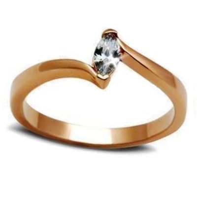 Marquise Austrian Zircon Solitaire Promise Ring 14k Rose Gold over Base