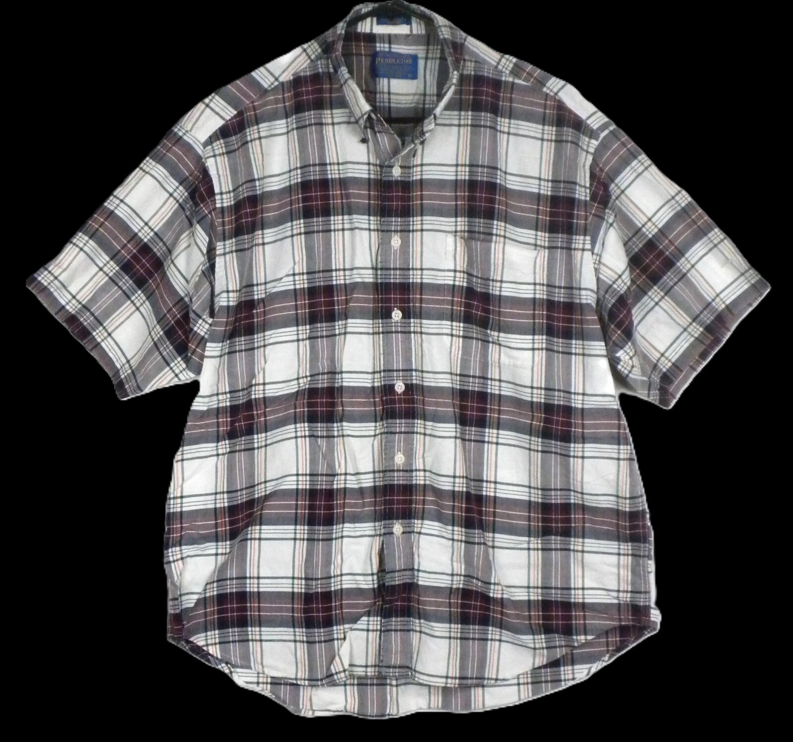 Pendleton Men's Maroon Plaid Button-down  Short S… - image 1