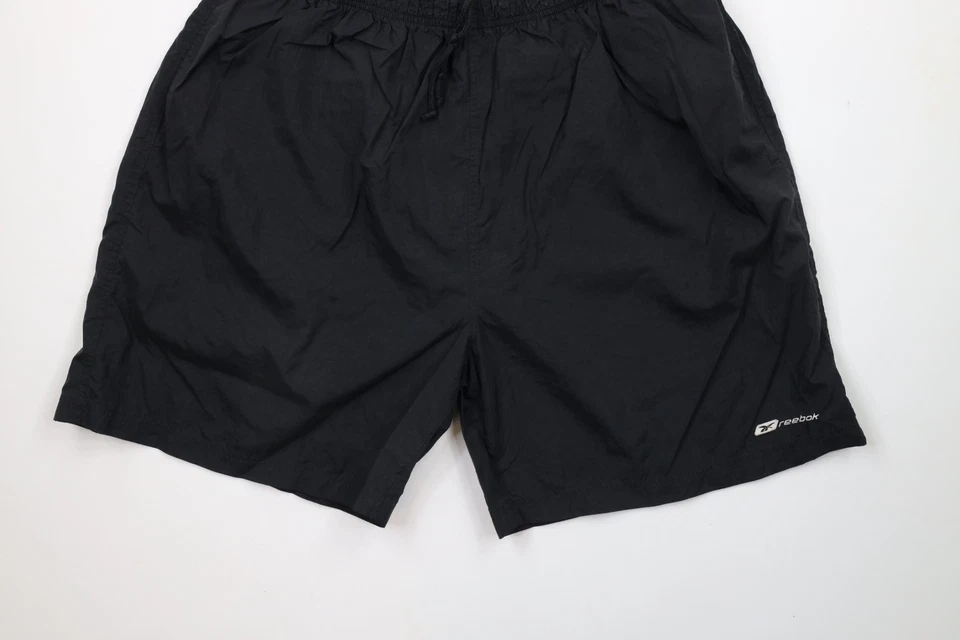 Vtg 90s Reebok Mens 2XL Faded Spell Out Lined Above Knee Shorts Baggies Black - Image 4 of 4