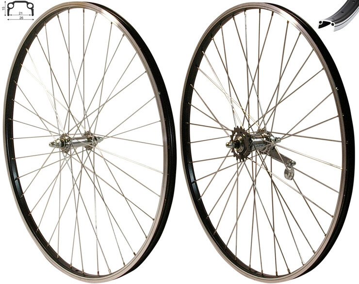 Produktbild von REDONDO Kastenfelge Schwarz REDONDO 18 Zoll Laufrad Set - Hinterrad & Vorderrad Mit Rücktrittbremse | Kompletträder Für Fahrrad & Kinderrad Fahrrad Laufrad Hinterrad