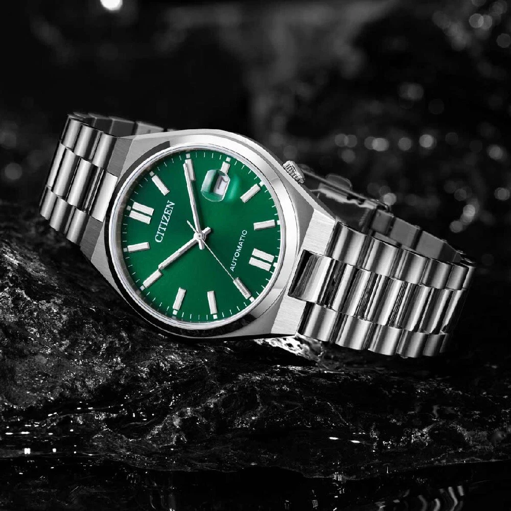 CITIZEN AUTOMATIC NJ0150 81X GREEN DIAL STAINLESS STEEL MEN S