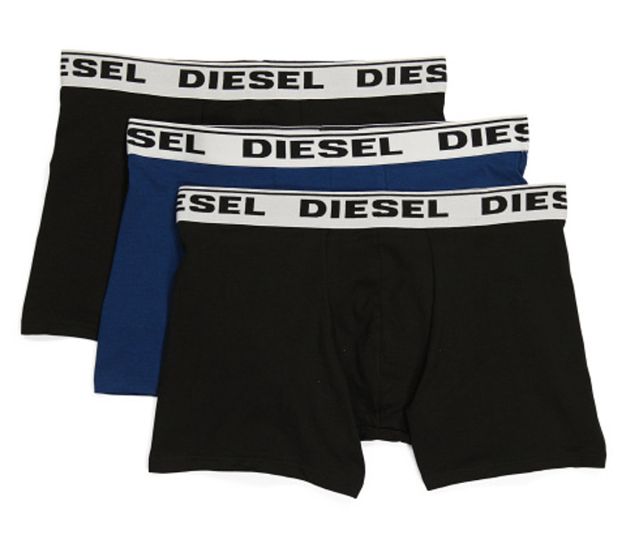 Diesel Sebastian Boxer Briefs 3 Pack Stretch Cotton Black Blue Men's Size LARGE