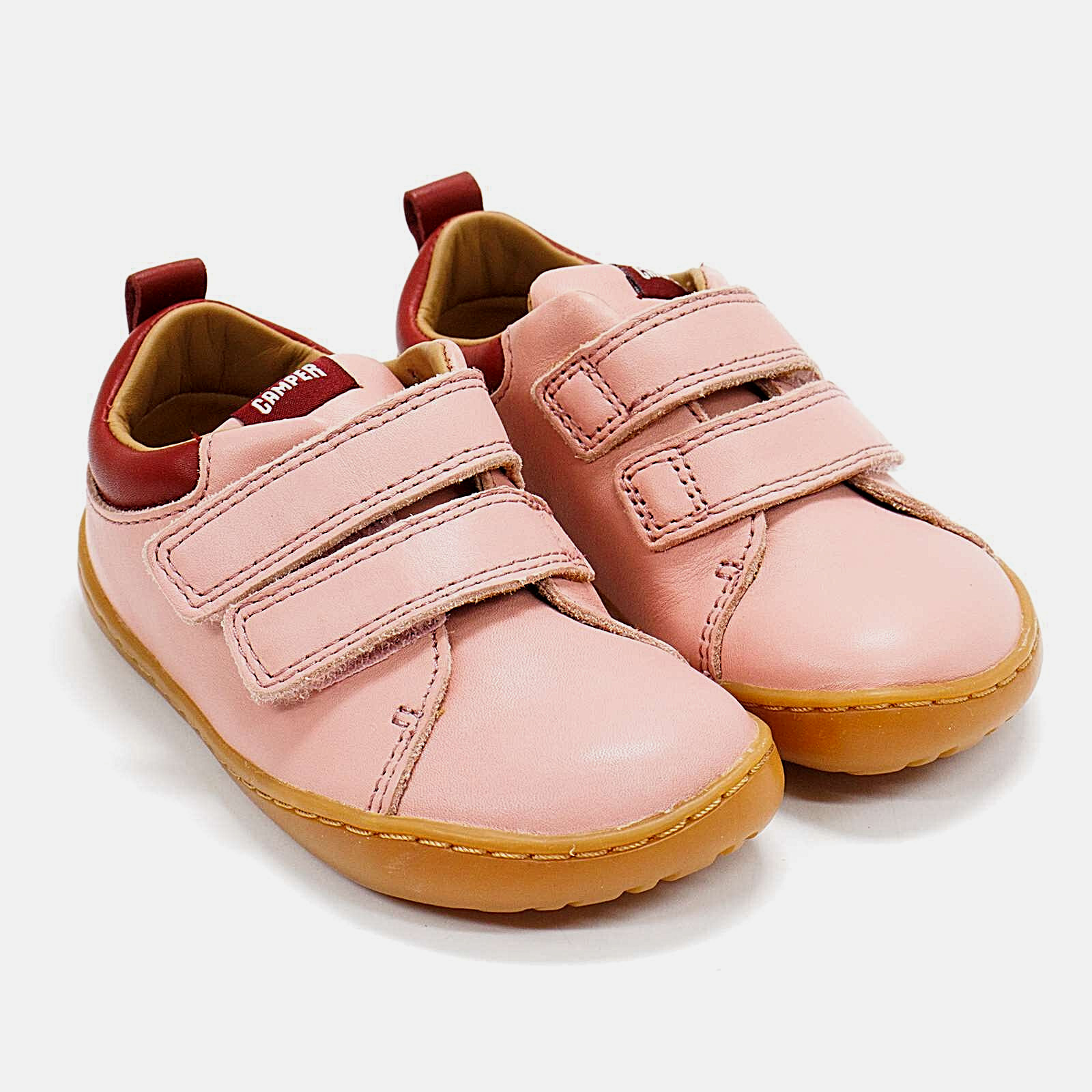 Toddler Camper Peu Cami Pink Leather Sneakers Hook and Loop Closure Girl Shoes