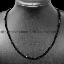 Natural 2/3mm Faceted Bright Quality Black Spinel Round Gems Beads Necklace 18''