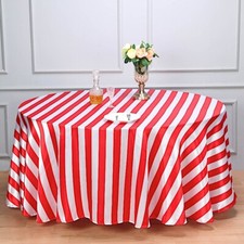 RED WHITE 120" Stripes Satin Round Tablecloth Wedding Ceremony Event Party SALE