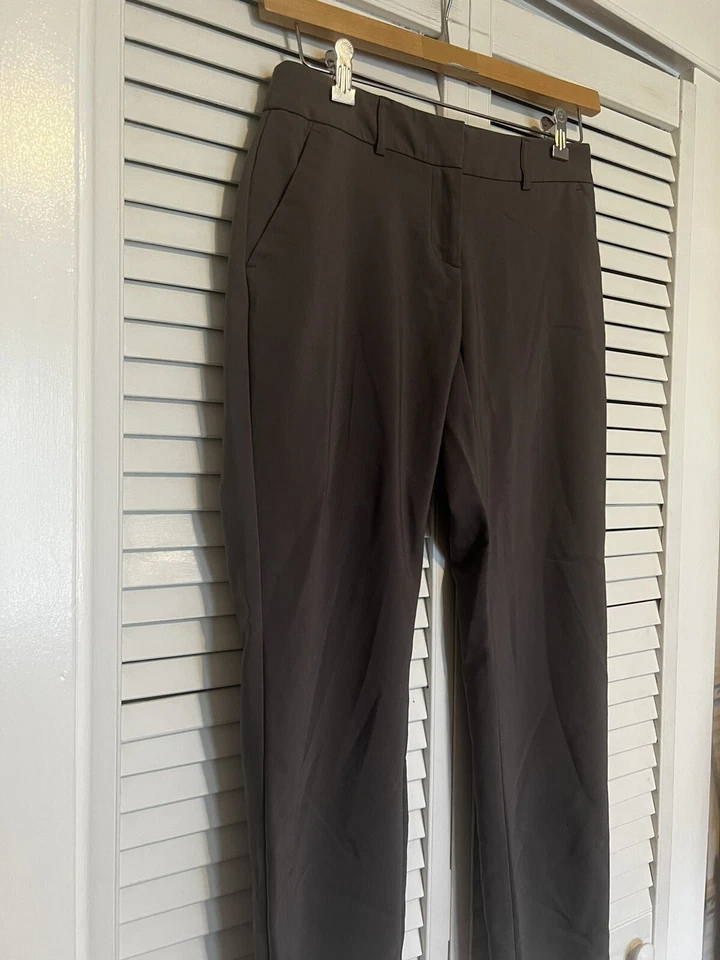 APT. 9 Pantalones de vestir para mujer 4 grises rectos elásticos TORIE tiro medio Foto 2 de 4