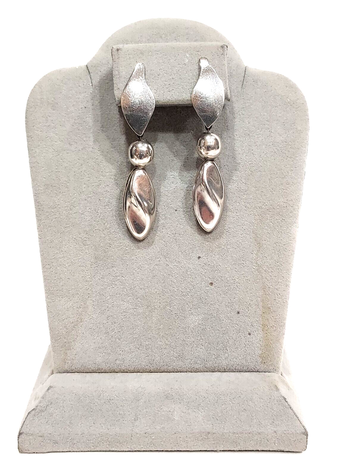 Long Sterling Silver Geometric Dangle Earrings - image 1