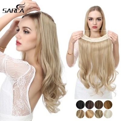 Synthetic No Clip Wave Hair Extensions Ombre Natural Black Blonde Pink One Piece