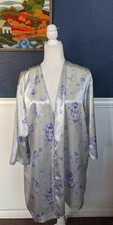Oscar de La Renta Pink Label Purple Women's Floral Robe Nightgown Sz Medium M
