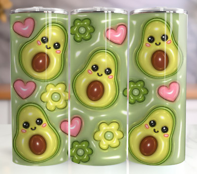 Custom 20oz Travel Mug - Cute 3D Avocado -  Personalized Stainless Steel Tumbler