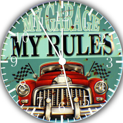 My Garage My Rules Wall Clock Frameless Silent Nice For Gifts or Decor G62