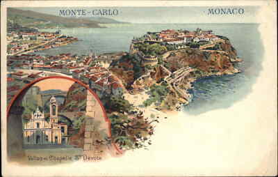 Antique c1900 Postcard Monaco France Monte-Carlo Vallon et Chapelle Ste Devote