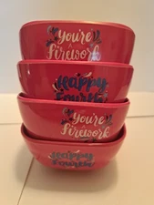 HD Designs Outdoors Tidbit Bowl 4 Pc Your Firework, Happy Fourth    #32406