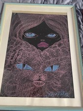 QUADRO NOVELLA PARIGINI DONNA E GATTO - CON CORNICE E VETRO - Quadro Firmato