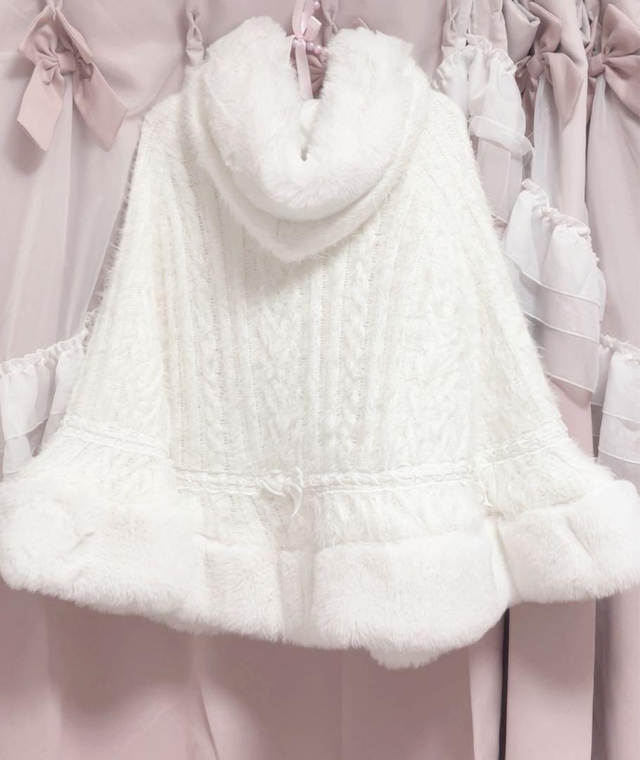 🌸【LIZLISA】Double Ribbon Knit Fur Poncho White🌸JAPAN | eBay 🌸【LIZLISA】Double Ribbon Knit Fur Poncho White🌸JAPAN | eBay