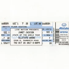 JANET JACKSON Full Concert Ticket Stub CHICAGO IL 10/26/17 LATOYA MICHAEL 5 Rare