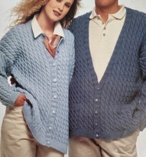 Knitting Pattern Ladies & Mens   DK V Neck Cardigan 32 - 46" (838)