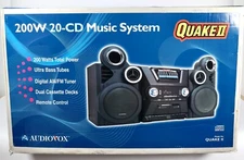 Vintage Audiovox Quake II 2 200W 20-CD Music System Dual Cassette Bass AM/FM NEW