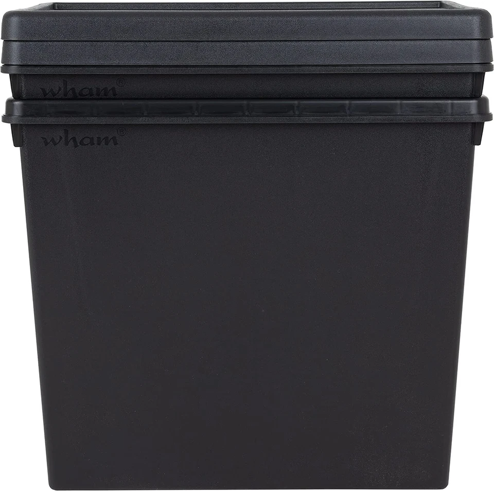 3 x 92L Heavy Duty Large Storage Box with Lid Recycled Plastic Container - Black - Image 3 of 4