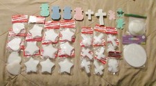 LOT of 285 Darice Plastic Canvas Crosses Stars Hearts Snowmen Kids Circles