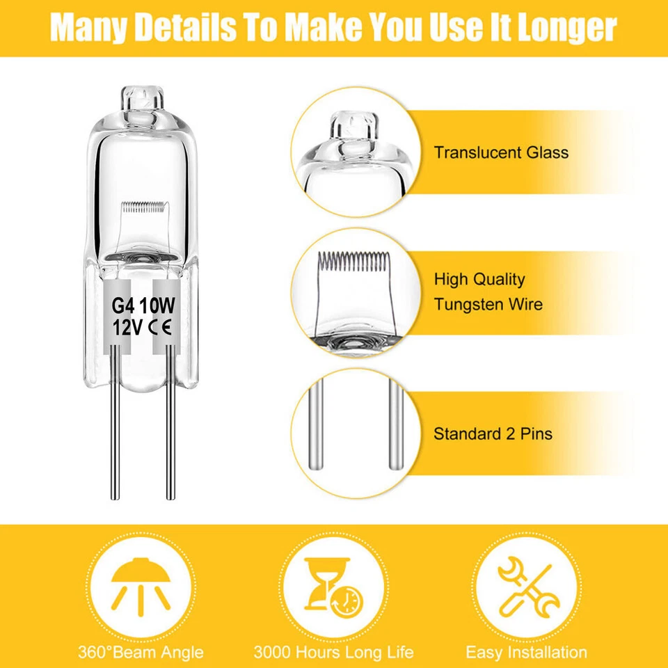 10Pcs 10W 10-Watt 12V T3 Landscape Light Bulbs 10Watt G4 Bi-Pin Base JC - Image 3 of 4