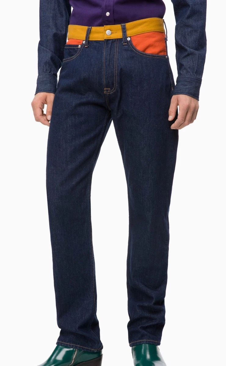NEW CALVIN KLEIN JEANS CKJ035 STRAIGHT COLORBLOCK JEANS DENIM