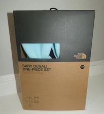 The North Face Baby Bunting Fleece Snowsuit Mitts Booties Denali Blue 12-18M NWT