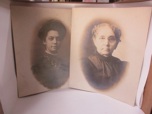 2 Large Antique Cabinet Photos .. 1840's .. 17" x 13.75"