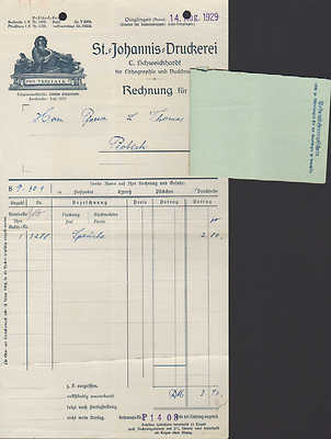 DINGLINGEN (BADEN), Rechnung 1929, St.-Johannis-Druckerei C. Schweickhardt