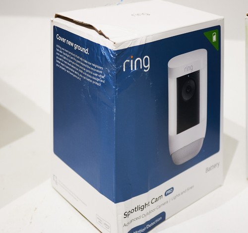 RING Spotlight Cam PRO Battery with 2K Video Night Vision LED White -Open box