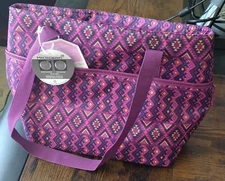 Pink-multi colored Insulated Food Storage Bag Hot and Cold Carrier Lunch Gift