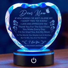 Ghtixsu I Love You Mom Gifts from Daughter Son, Heart K9 Crystal Keepsake Pla...