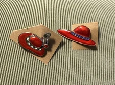 Lot Of 2 Red Hat Society Lady Pins Gorgeous!