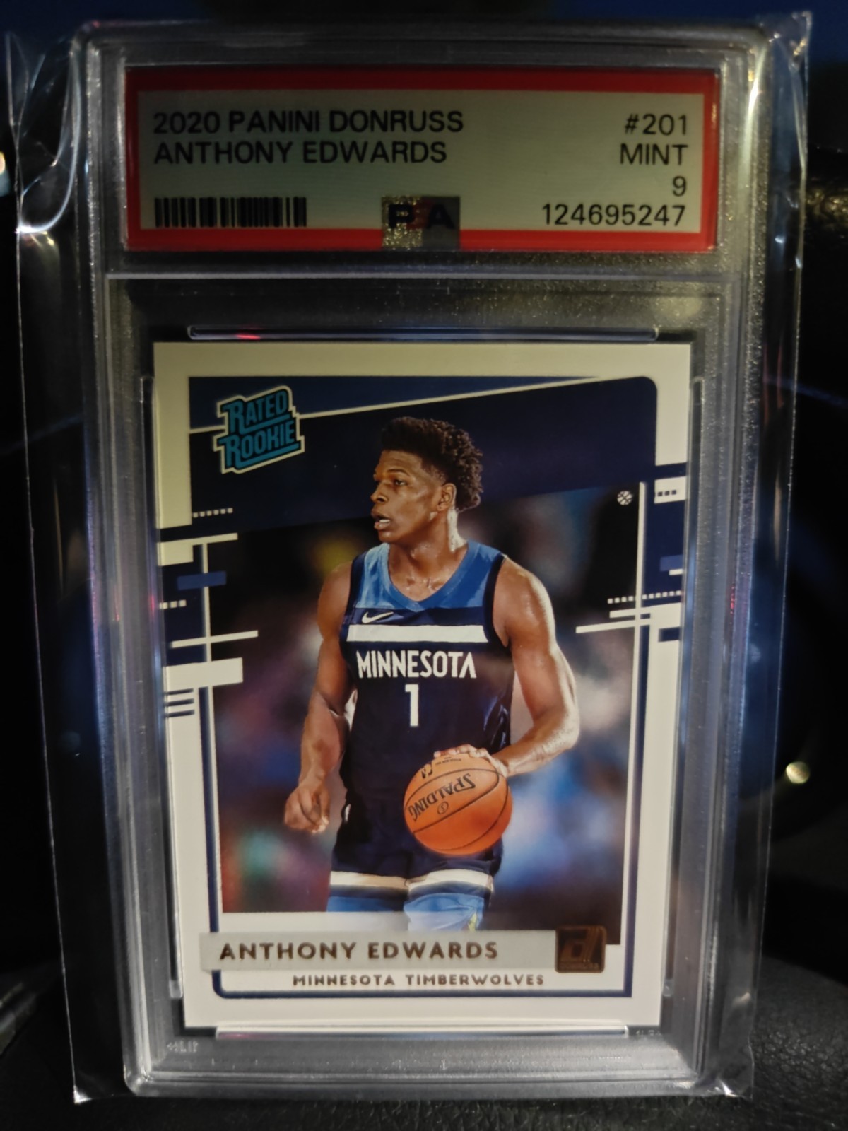 2020 PANINI DONRUSS ANTHONY EDWARDS ROOKIE #201 PSA 9 MINT TWOLVES RC