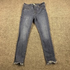Loft High Waist Skinny Jeans Womens Size 30/10 Blue Denim Raw Frayed Hem 484897M