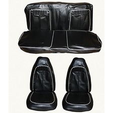 1970 Plymouth Roadrunner Gtx Front Bucket Rear Bench Seat Upholstery Set Black