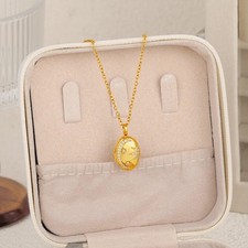 Collar con marco de fotos abierto estrella luna sol acero inoxidable oro 18K joyería