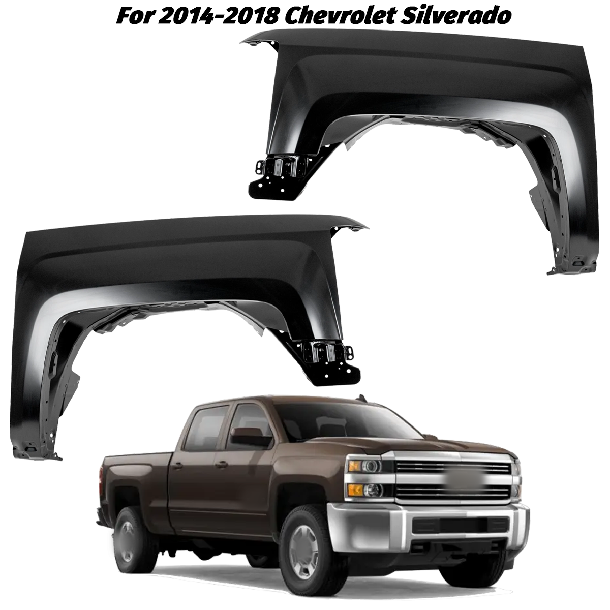 Set of 2 Fender For Chevrolet Silverado 1500 2014-2018 Front Left & Right Side