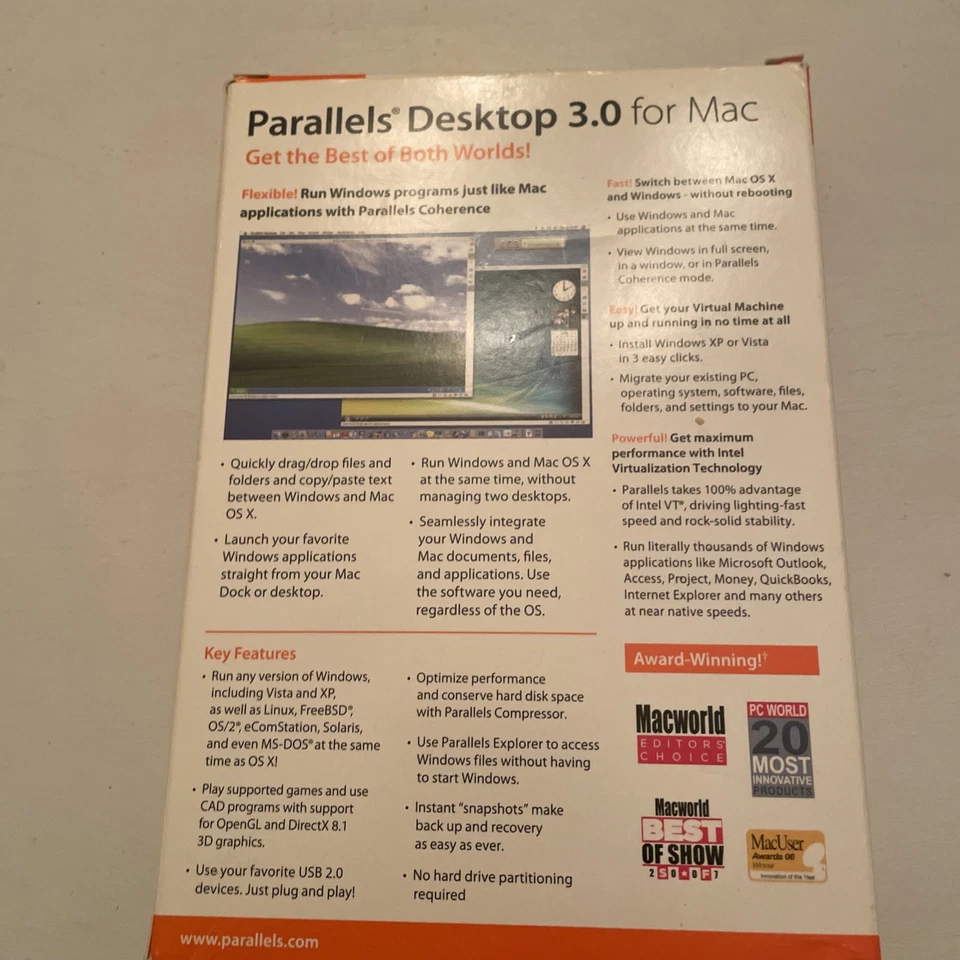 Parallels Desktop 3.0 for Mac, 2007, Brand New SEALED - Image 2 of 2