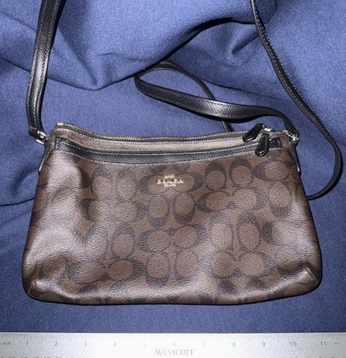 Coach East West Crossbody Bag - Brown/Black with pouch insert LQQK EuC