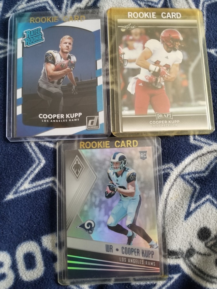 3 2017 Cooper Kupp rookie cards phoenix #133, leaf #13, donruss #329