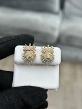 10K Gold Lion Head Stud Earrings with 0.68CT Diamonds