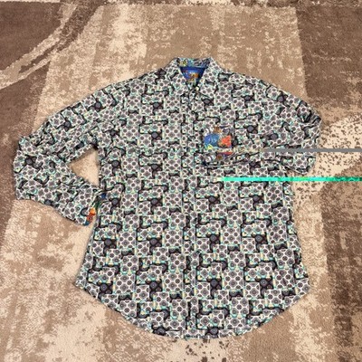 Robert Graham St Angelo Shirt Mens Classic Fit Large Flip Cuff Long Sleeve Dress