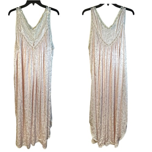 VTG Christian Dior Lingerie 2-Pc SET Gown/Robe Lace Trim Union Made Size XL Pink - Picture 12 of 24
