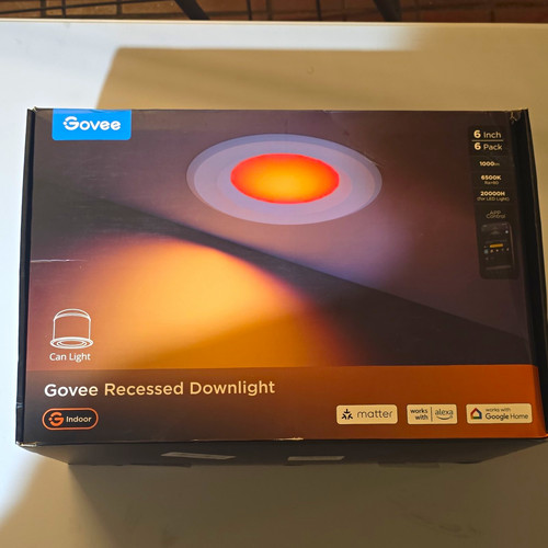 Govee 6" Recessed LED Downlights 6-Pack Matter Wi-Fi App 1000lm 6500K H601C