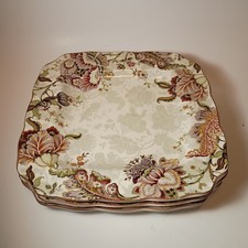 222 Fifth GABRIELLE Cream Square Scalloped Dinner Plates Set of 4